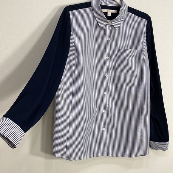 Nordstrom Collection Button Down Top Cotton/Silk Business Casual Women's Medium - Picture 5 of 12